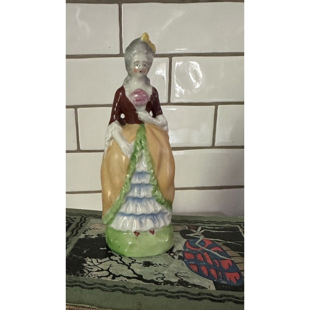 Vintage 1950’s Occupied Japan Figurine Victorian Fancy Lady 6” Tall Bridgerton